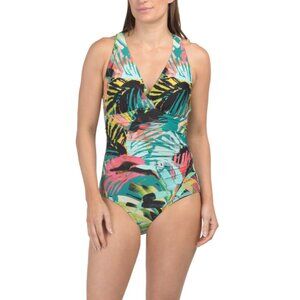 JANTZEN Green Multi Strappy Back One-piece Swimsuit